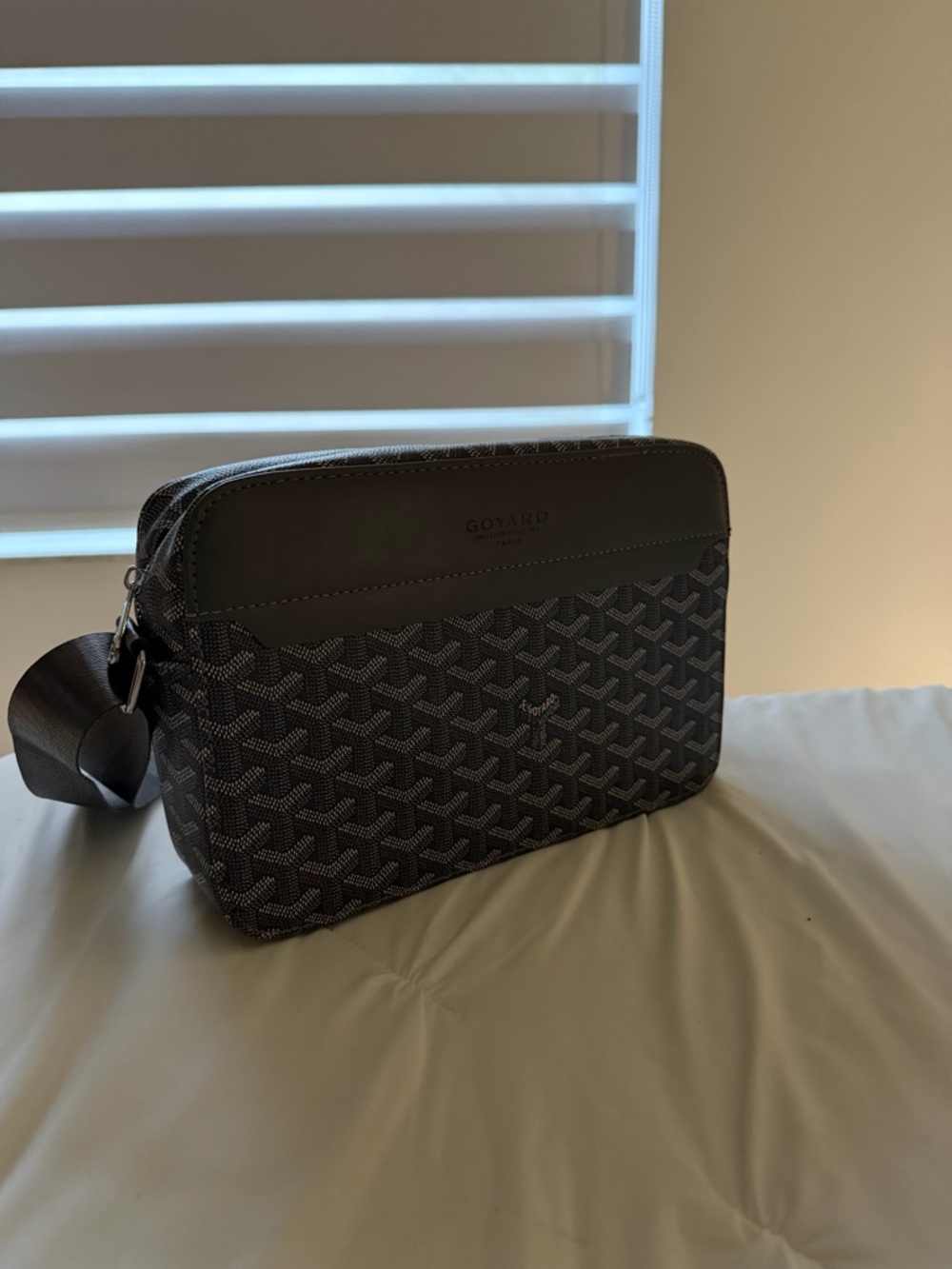 Luxury Goyard-Style Black Crossbody Messenger Bag for Men